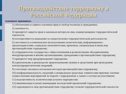 В чем заключаются принципы борьбы с терроризмом