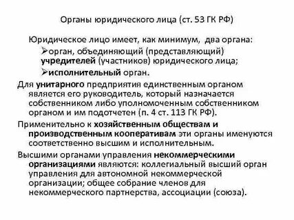 Органы юр лица ответственность