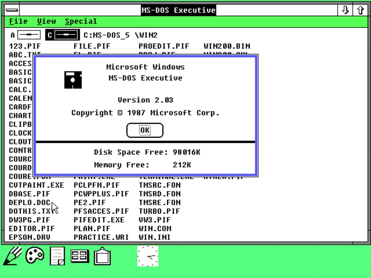 Windows 2 exe. Ms-dos executive.