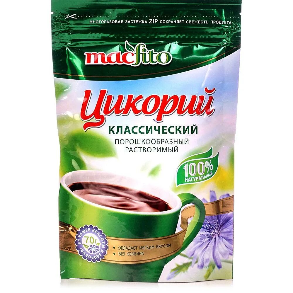 Цикорий растворимый пьют с молоком. Цикорий МАКФИТО. Растворимый цикорий МАКФИТО. Цикорий порошкообразный MACFITO классический 70гр. Д/пак 1/12 (102506). Цикорий классический растворимый.