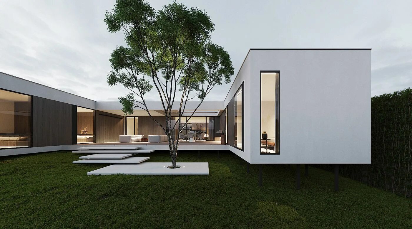 Проекты одноэтажных домов стиль минимализм Modern Minimalist House Design with Facade