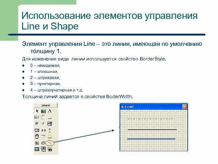 Свойства элемента управления