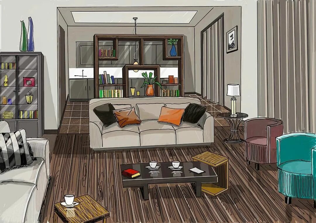 Procreate для дизайнеров интерьера. Скетч интерьер в прокриэйт. скетч интерьера в procreate. скетч визуализация интерьера. procreate визуализация интерьера.