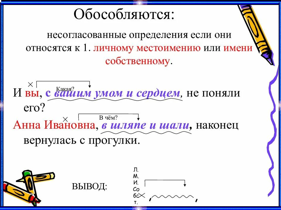 8 примеров обособленных определений. Обособление несогласованных определений примеры. Обособленное несогласованное определение. Обособленные определения примеры. Обосо.ленные определения примеры.