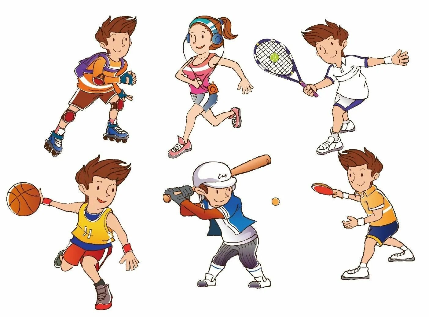Игровые спортсмены. Спортивные рисунки. Спортивные игры. Изображения видов спорта для детей. Спорт мультяшный.