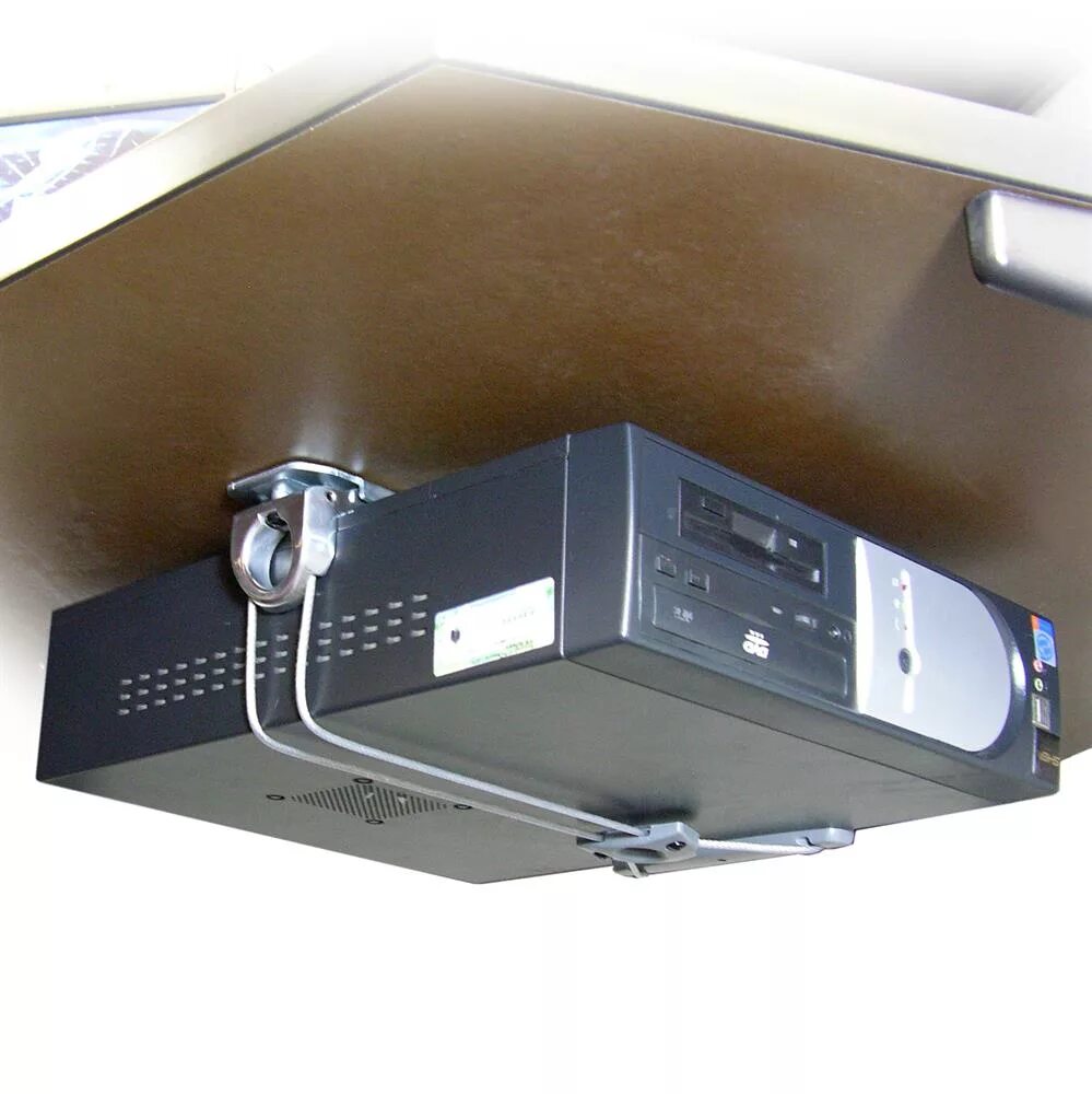 Крепление для компьютера. Кронштейн ergotron 80-105-064. 80-105-064 крепление для системного блока ergotron universal cpu holder. подвесное крепление для системного блока. полочка на стену для системного блока.