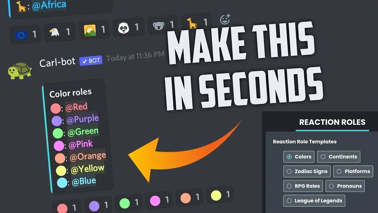 Реакция роль бот. Бот Reaction roles Дискорд. Carl bot discord. Цвет бота.