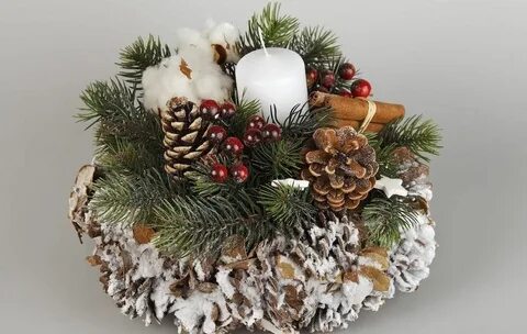 Зимняя корзина с шишками