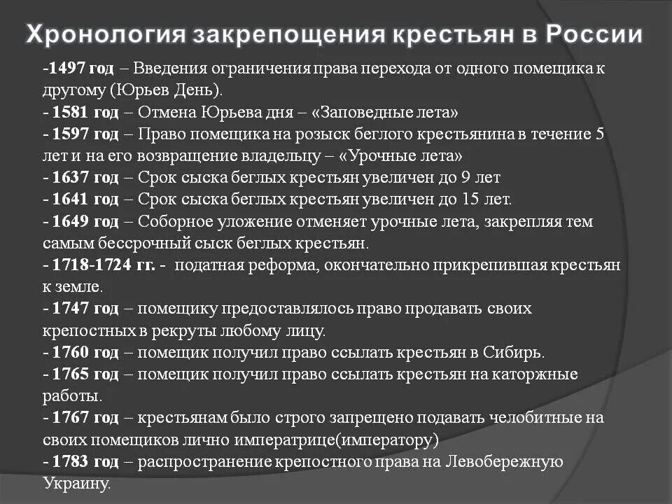 События процессы введение урочных лет