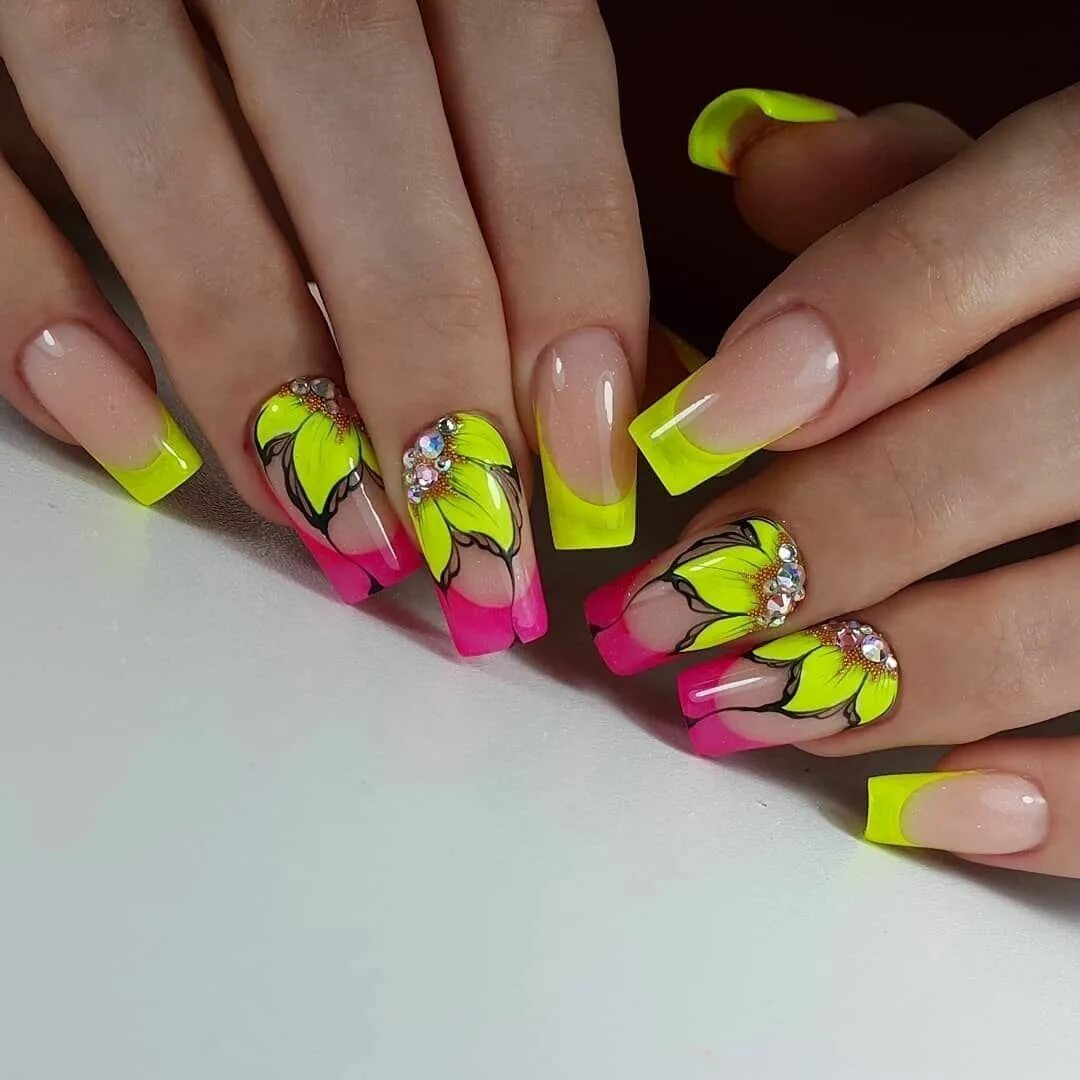 Pin on Paznokcie Palm tree nails, Tree nails, Neon nails