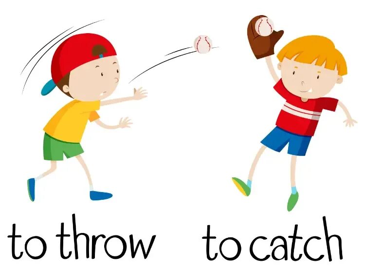 Catch a little. Throw рисунок. opposites картинки для детей. catch изображение. throw a ball.
