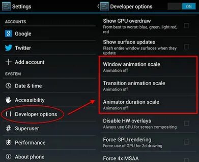 Developer settings