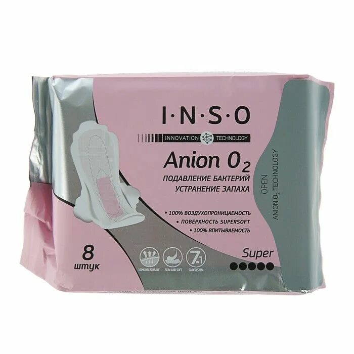 Inso anion o2. Прокладки siola anion o2. прокладки inso anion o2. прокладки гигиенические inso. прокладки женские гигиенические для критических дней анион, 7 шт.