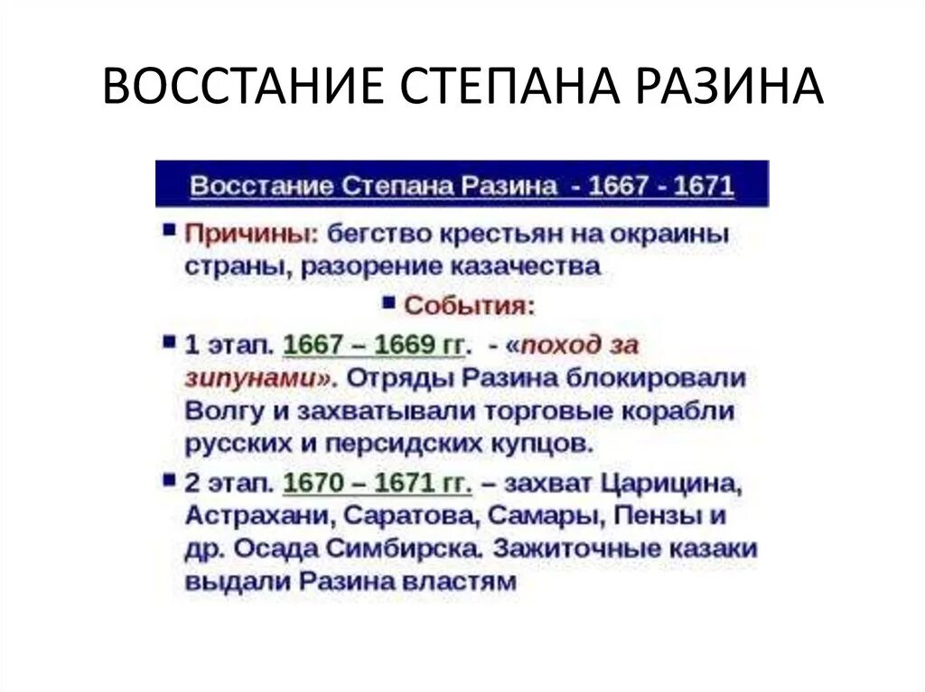 Основные этапы восстания степана разина кратко. Восстание Степана Разина 1 этап причины. Восстание Степана Разина 1667-1671. Причины Восстания Разина таблица.