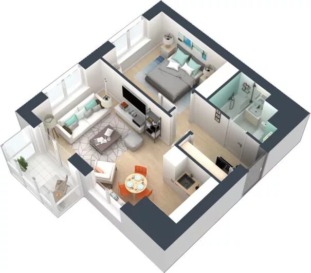 Планировка квартиры онлайн бесплатно с мебелью 20 Designs Ideas for 3D Apartment or One-Storey Three Bedroom Floor Plans Home D