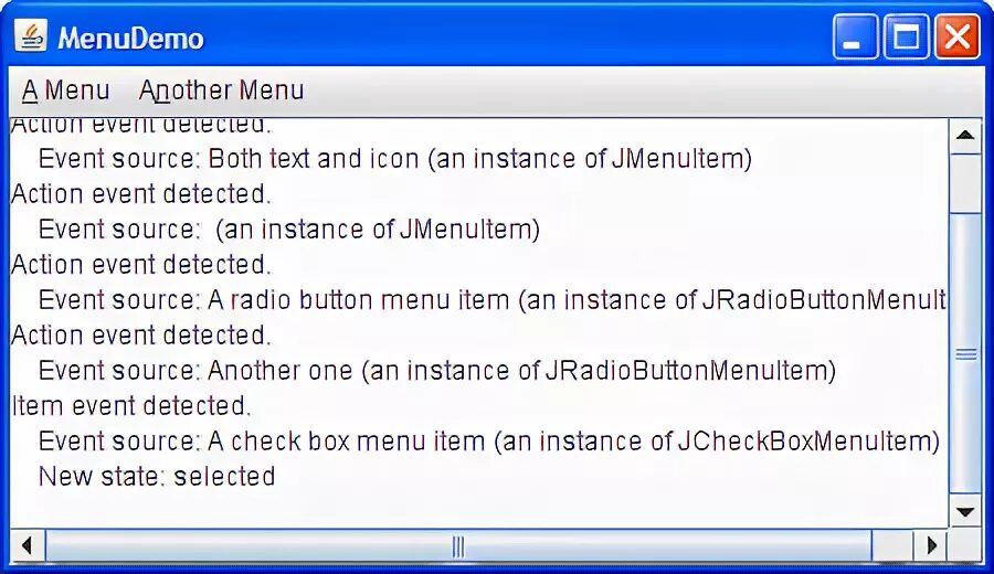 Java TM не отвечает. Menu Swing.