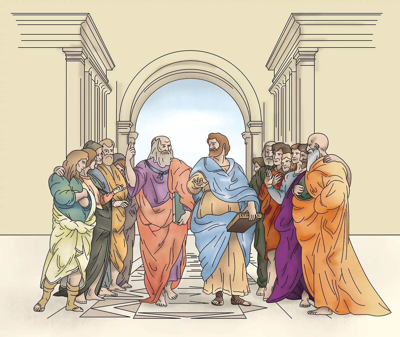 древние аристотель платон. э. сократ ученики сократа. школа сократа в древней греции. афинская школа рафаэль санти оригинал.