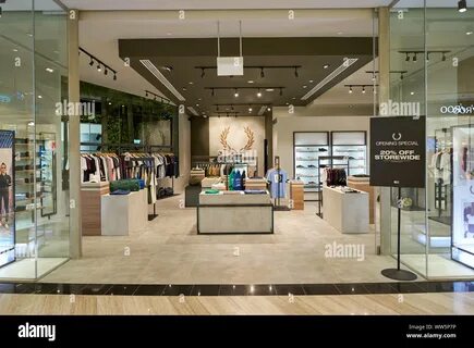 SINGAPORE - CIRCA APRIL, 2019: entrance to Fred Perry store in Jewel Changi...