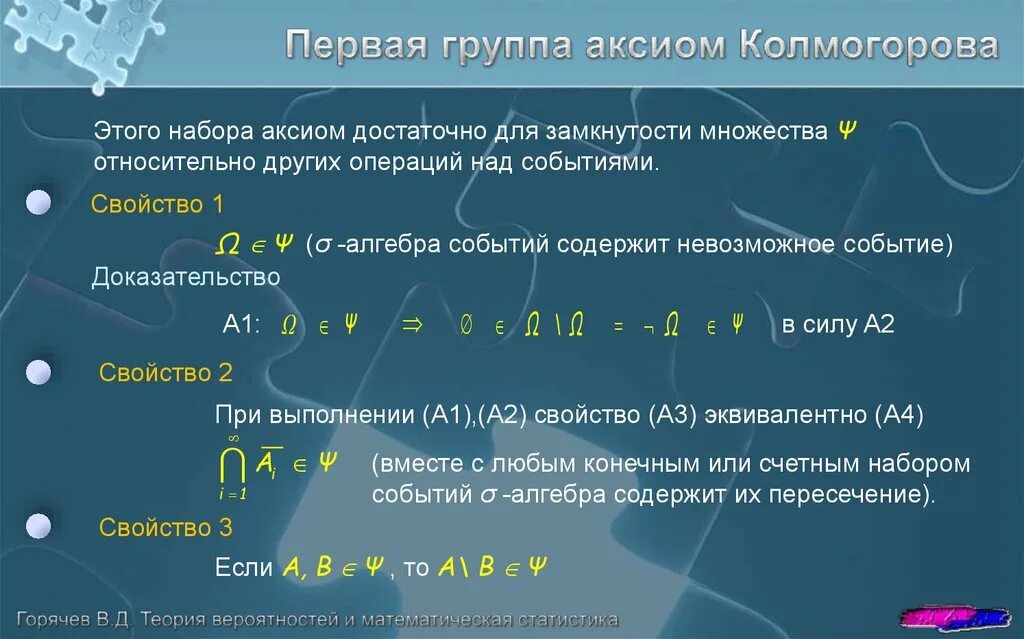 Аксиомы алгебры событий. Аксиоматическая теория вероятности. Аксиомы вероятности. Аксиомы теории вероятностей.