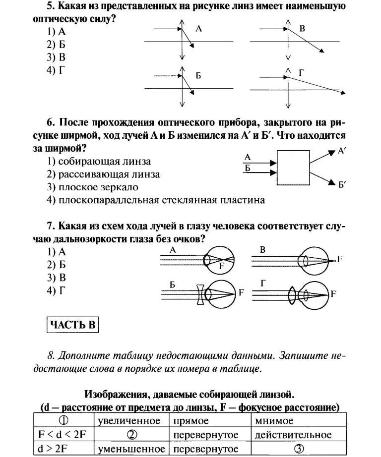 Контрольная работа 9 класс ответами световые явления