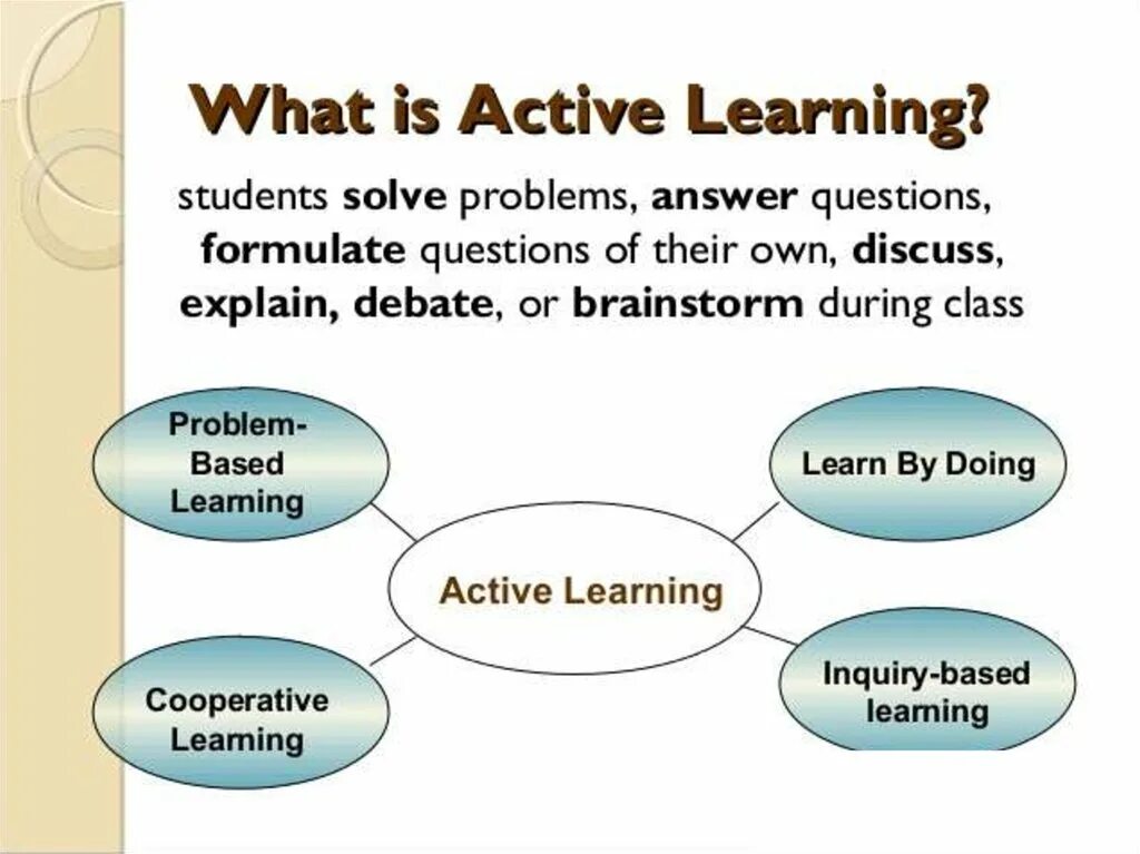 Active Learning. Active Learning Strategies. Active Learning methods. Active methods of teaching English. Kinds of students