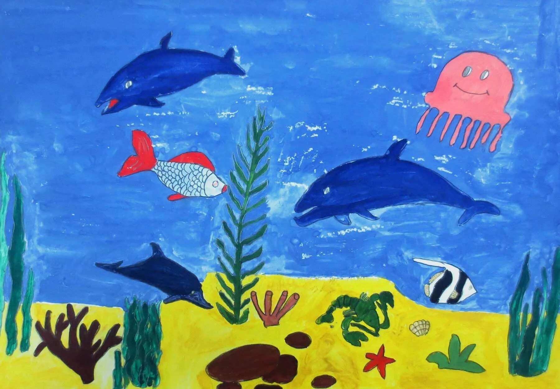 Рисование подводный мир. Рисование на тему подводный мир. Рисование морской мир старшая группа. Рисование подводный мир в подготовительной группе.