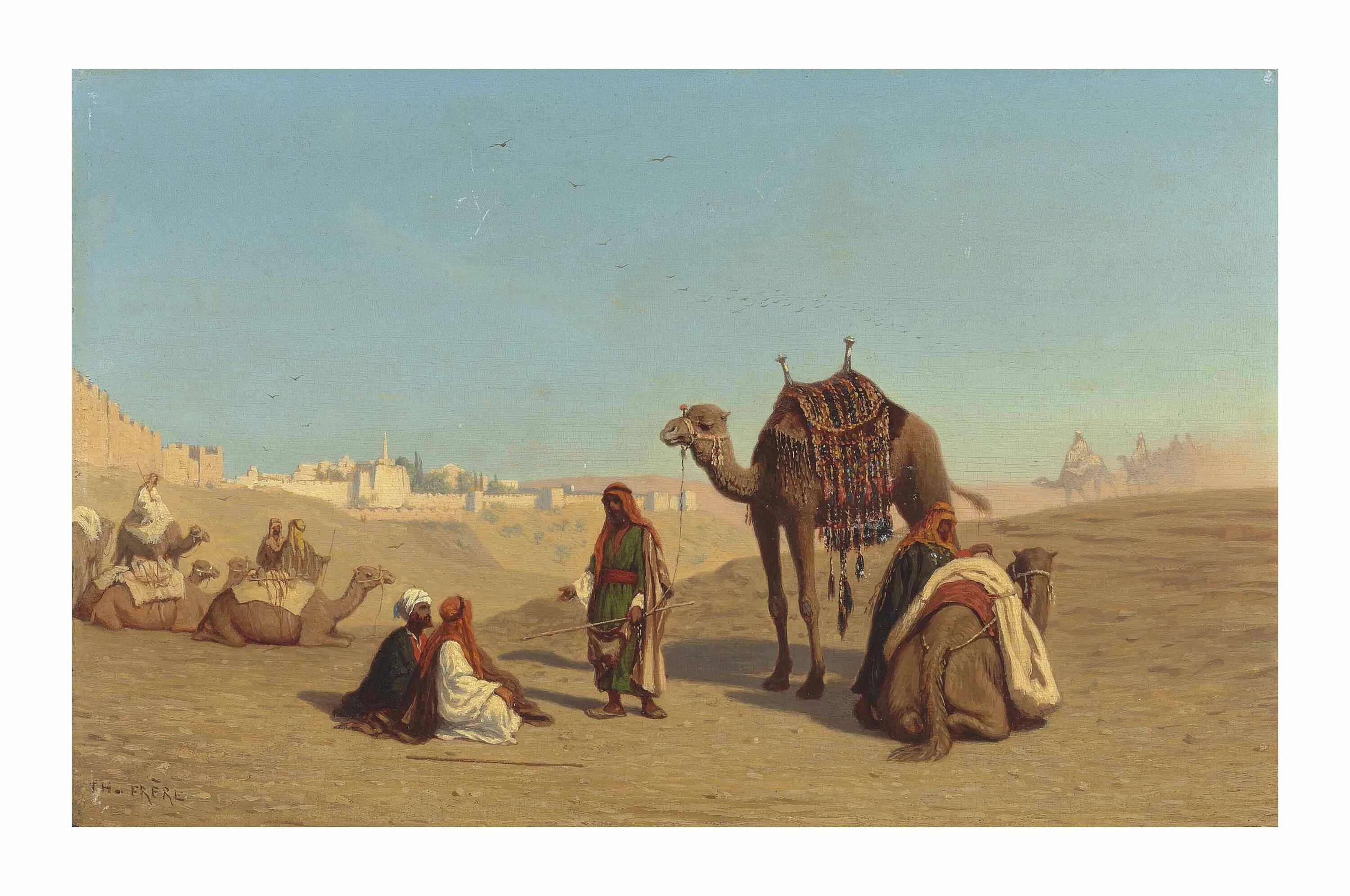 Charles Theodore frère. Арабский Оазис 7 век. Верблюд в оазисе. Древний Восточный город в пустыне. Арабский оазис