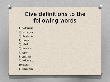 Write the words for these definitions