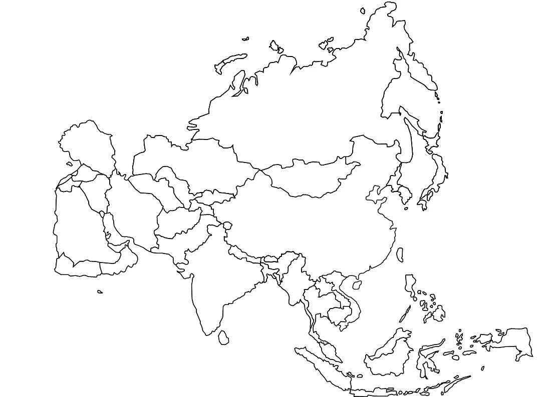 Политическая контурная карта Евразии. Контурная карта Азии. Зарубежная Азия контурная карта. Политическая карта Евразии контурная карта.