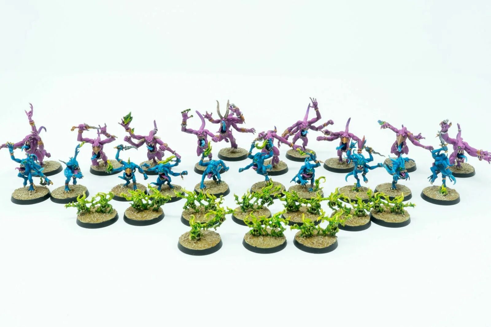 Blue horrors. Blue horrors. Blue horrors. Brimstone horrors of tzeentch. Blue horrors.