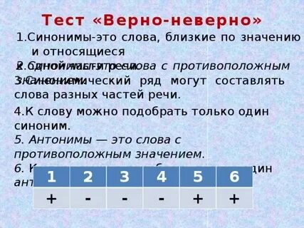 Неверный синоним
