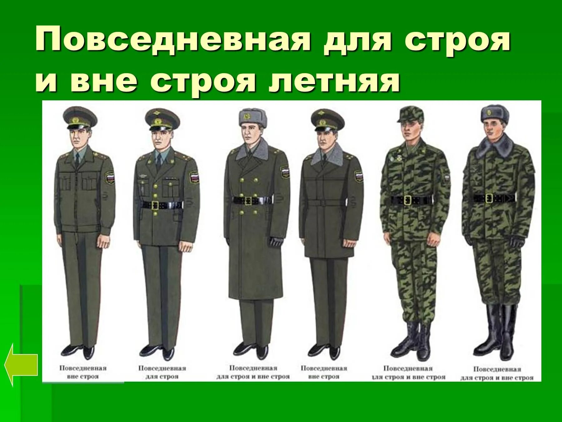 Образец формы военнослужащих