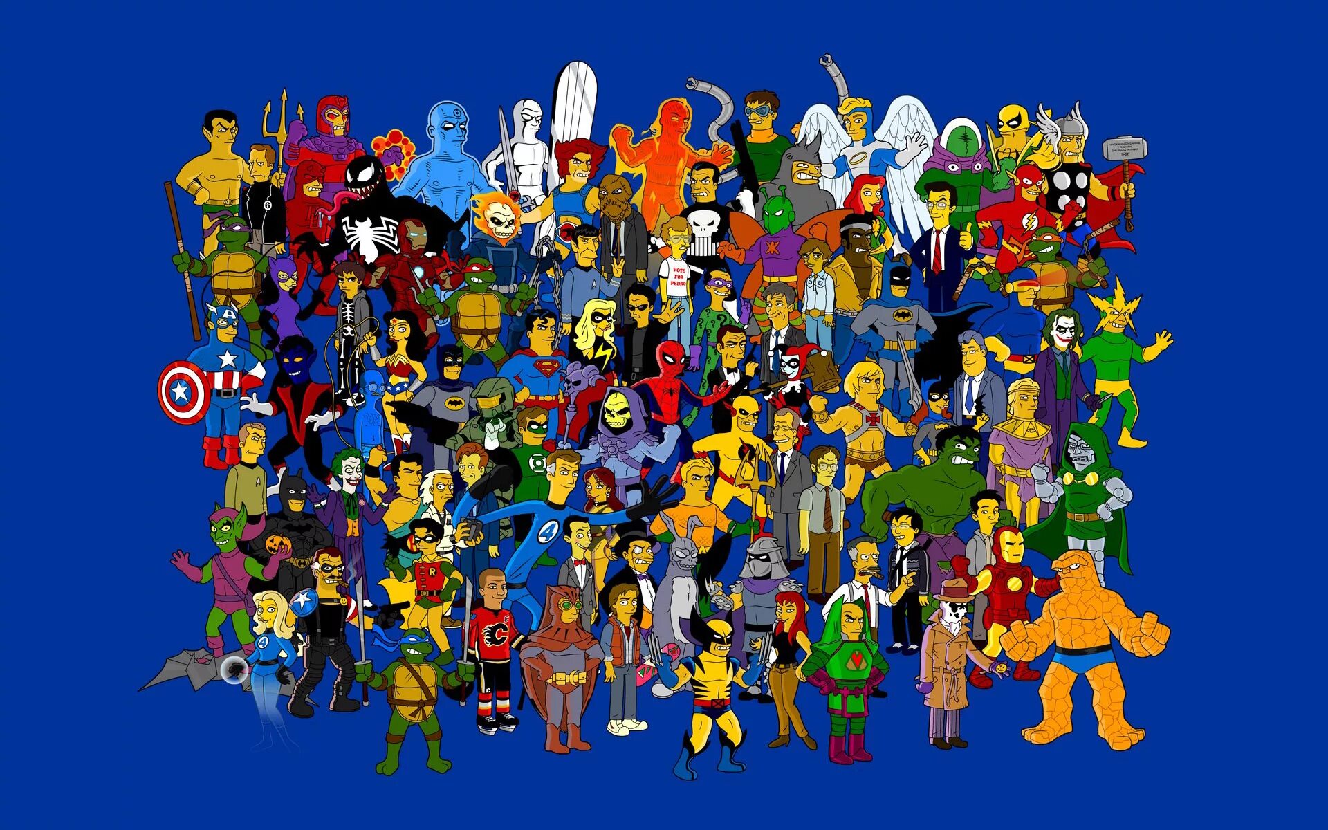 Где есть все персонажи. Симпсоны Марвел. Симпсоны герои. Симпсоны персонажи имена. Разные персонажи.