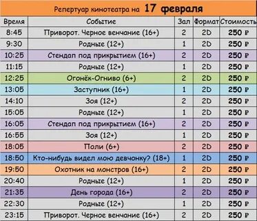 В кинотеатре в феврале