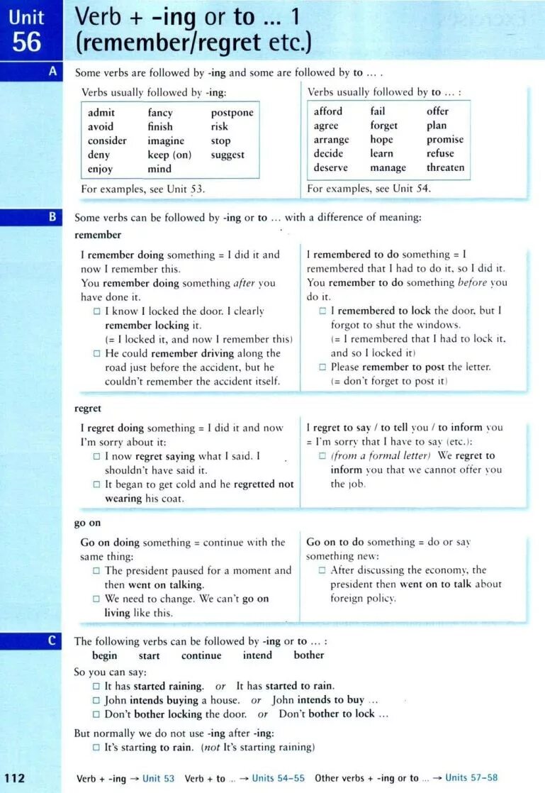 Rain ing. Unit verb. Verb +-ing or to. Unit56 ing or to. Unit 53.