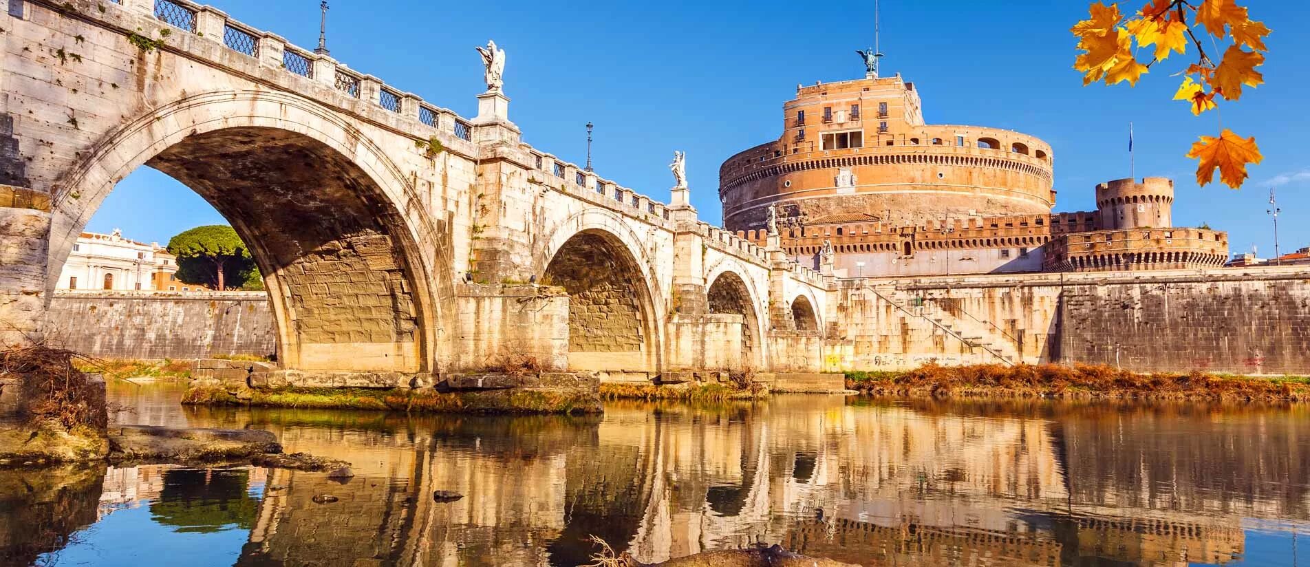 Автобусный тур в италию из минска. Набережная Тибра в Риме. Рим осенью. Замок и мост Святого ангела. Набережная Тибр ночью.