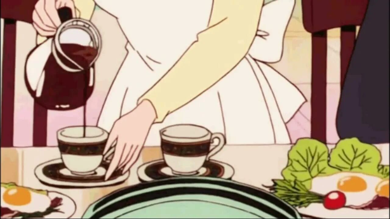 Выпил чашку чая съел сытный завтрак. Чайная церемония gif. Чаепитие в мультфильмах.