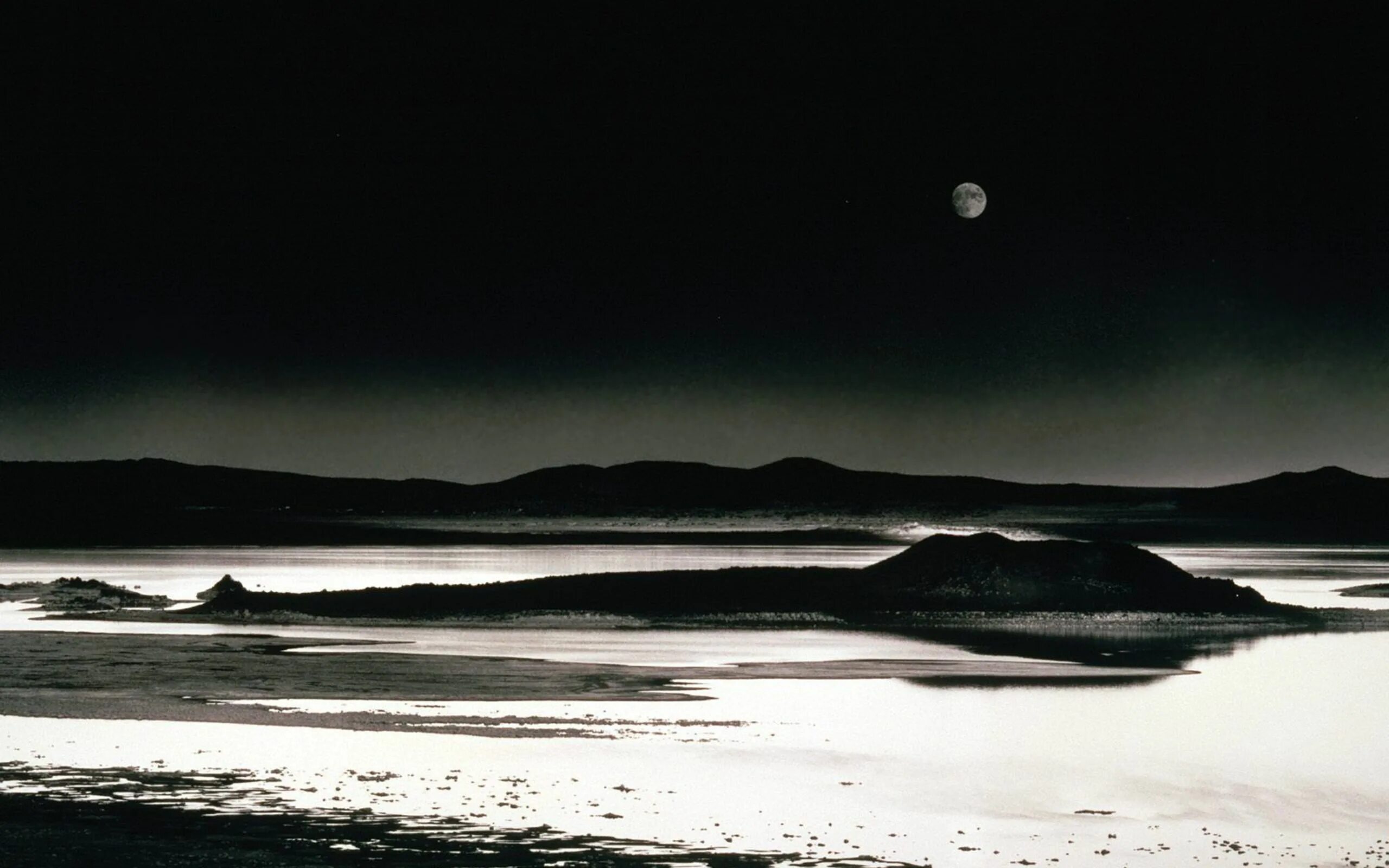 Виден блэк. Море черного цвета. Природа Нуар. Луна и море. Черно белый пейзаж.