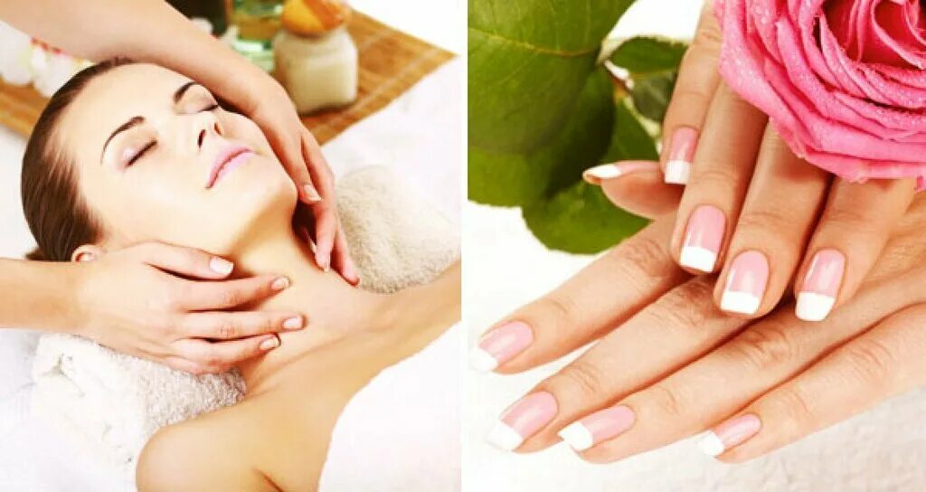 счастливая женщина в парикмахерской. стрижка и маникюр одновременно. маникюр косметолога. маникюр косметолога. стрижка и маникюр одновременно.