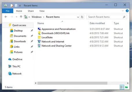 Папка recent в windows что это
