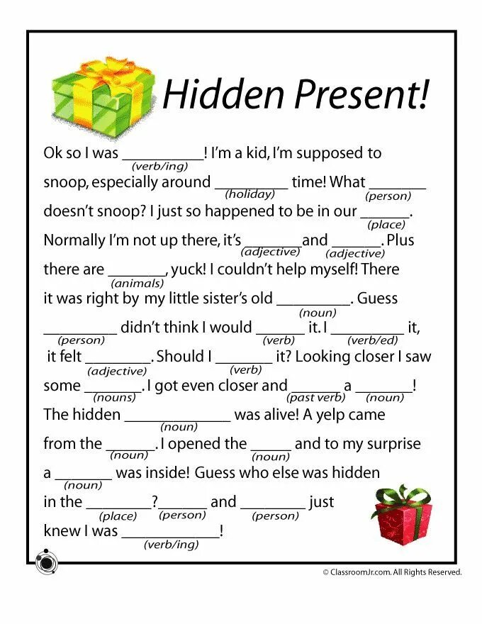 Topic presents. Christmas story for Kids. Christmas story Worksheets for Kids. Christmas tasks for Kids. Funny Christmas activities for Kids.