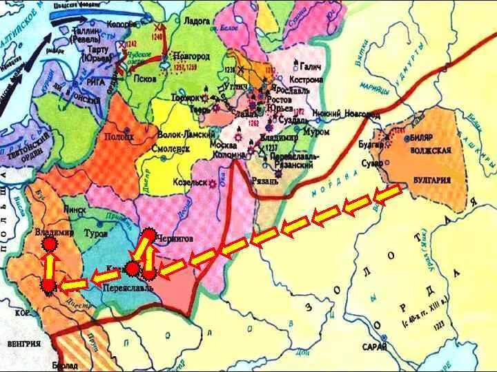 Поход в юго западную русь. Монголо-татарское нашествие на русь карта. карта нашествие батыя на русь 13 веке. монголо татарское нашествие карта. карта руси в период монголо татарского нашествия.