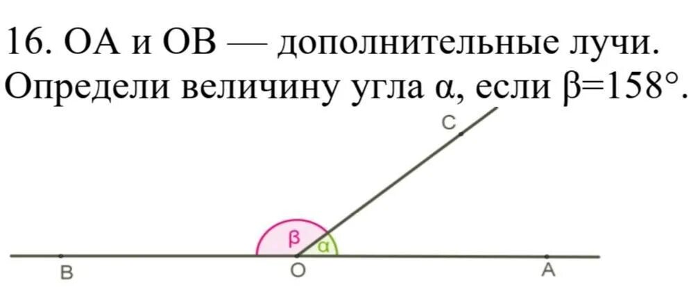 Дополнительные лучи. OA И ob — дополнительные лучи.. OA И ob дополнительные лучи определи величину угла если 158. Найдите угол α