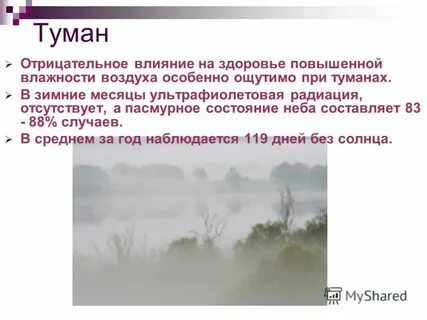 Влажность при тумане