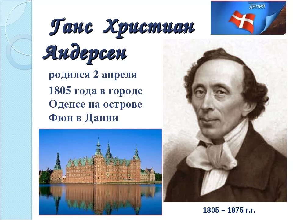 Писатель кристиан андерсен. Ханс Кристиан Андерсен портрет. Ханса Кристиана Андерсена (1805 – 1875.