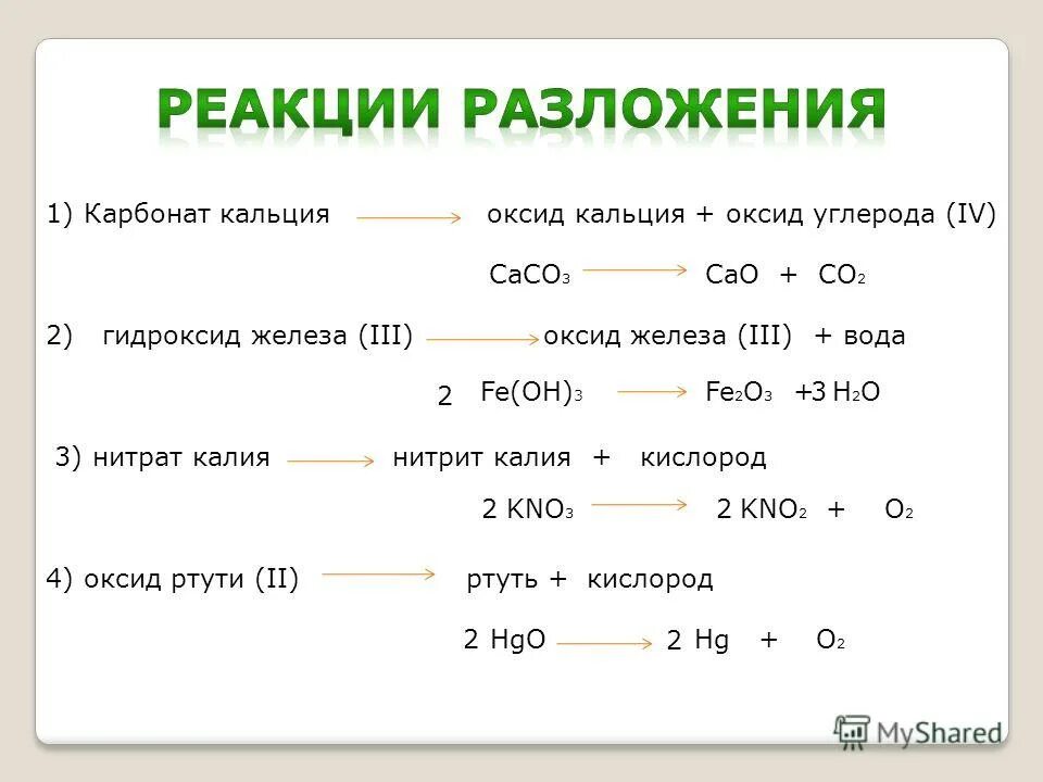 Реакция разложения гидроксида калия