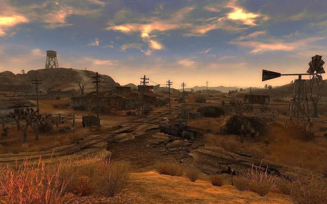 Fallout new vegas windows 10. Гудспрингс Fallout New Vegas. Гудспрингс Невада. Fallout 4 мод Гудспрингс. Нью Вегас город.