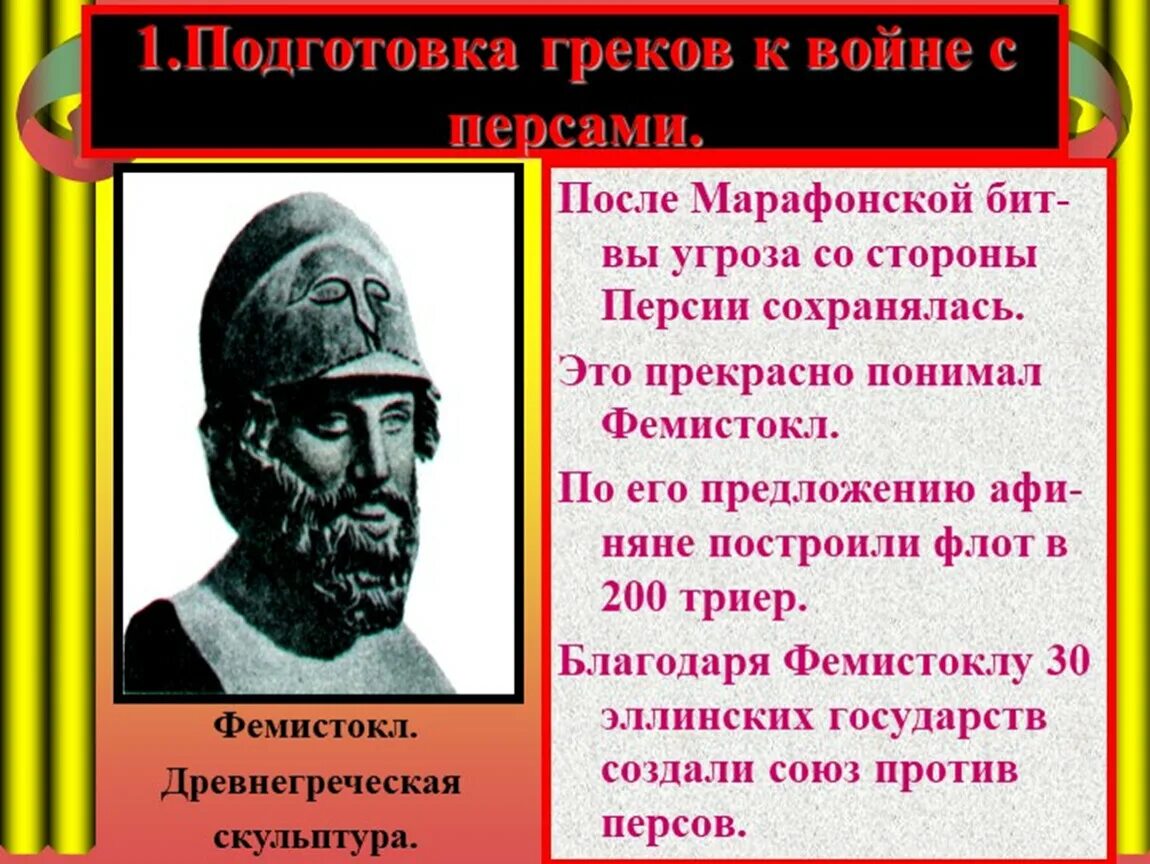 Греческий полководец Фемистокл. Нашествие персидских войск. Подготовка к войне персов и греков. Нашествие персидских войск на Элладу.