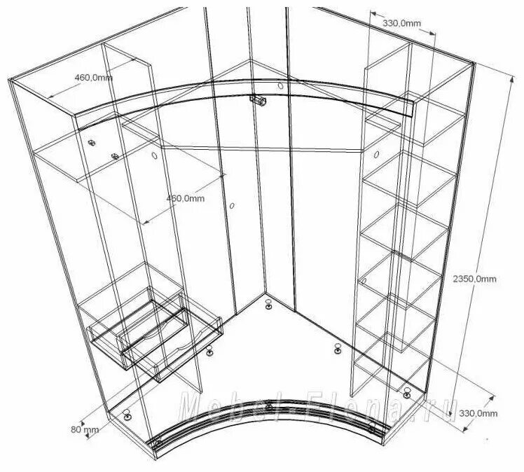 Чертеж углового. Радиусный шкаф Радион-1. Шкаф радиусный 800*800 вогнутый. Шкаф угловой радиусный 900х900 чертеж. Угловой радиусный шкаф схема.