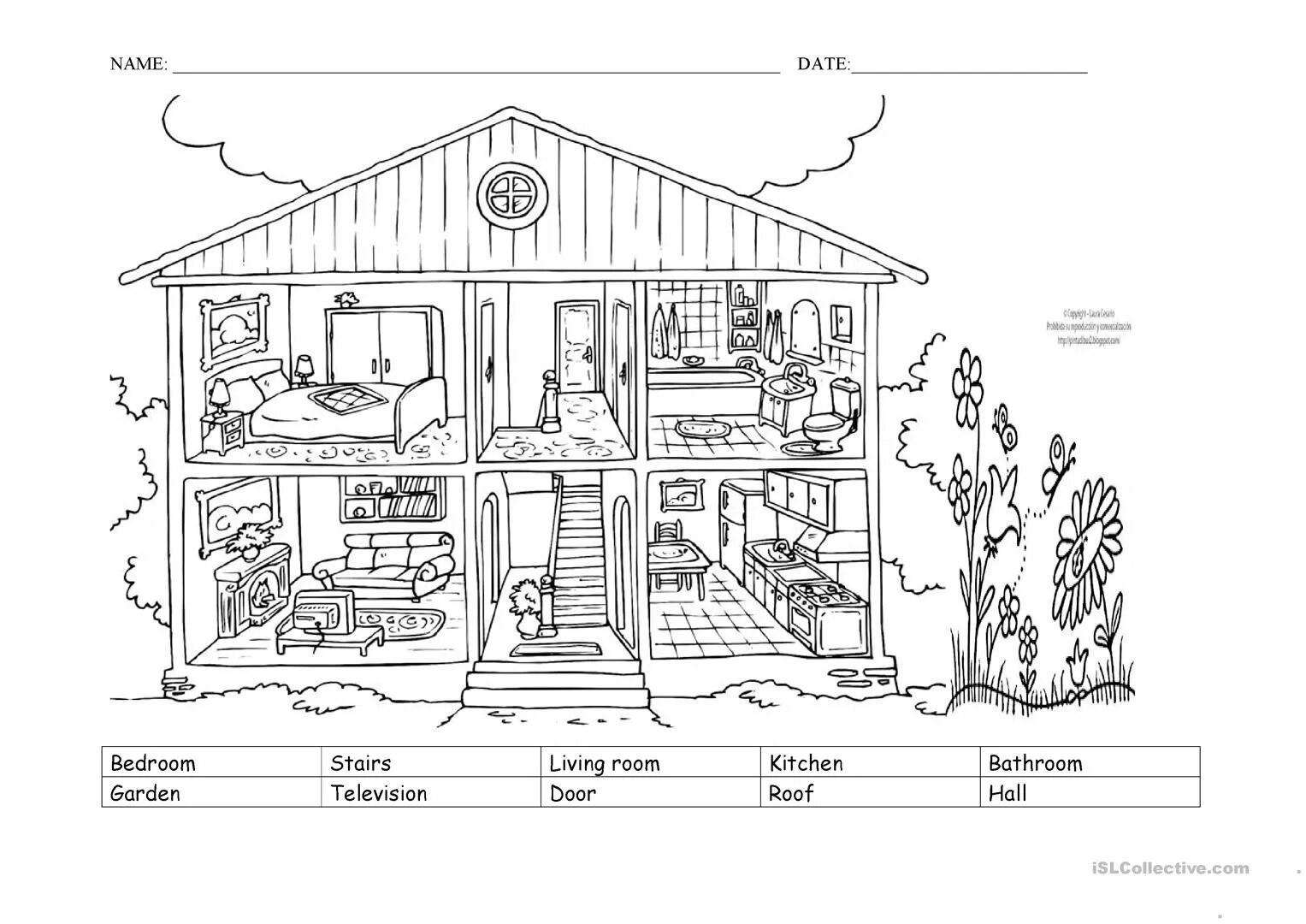 House for children. Дом в разрезе с комнатами. Дом раскраска. Дом в разрезе для английского языка. Комната домика для раскрашивания.